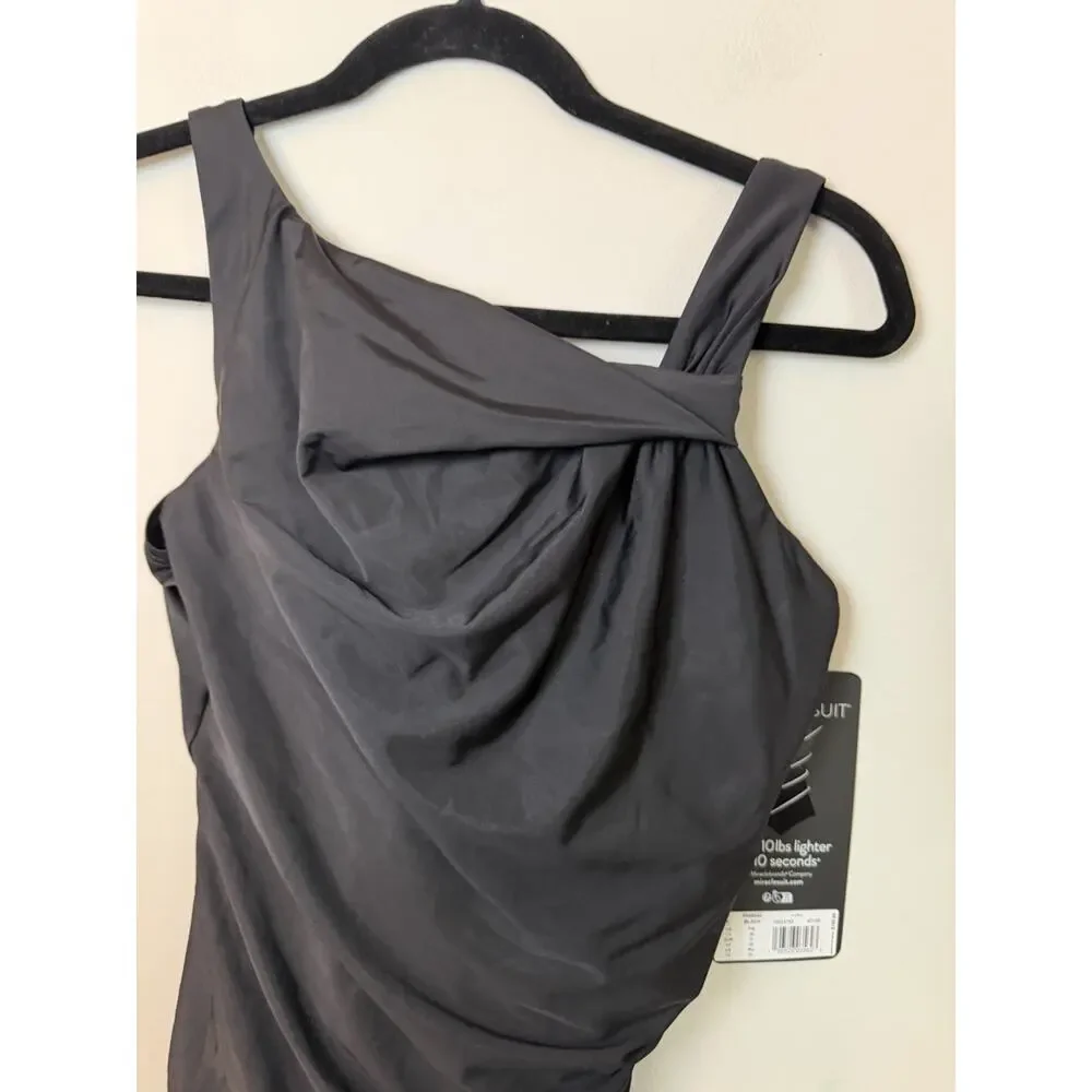 New Miraclesuit Rock Solid Avra Underwire One-Piece Swimsuit Black 14 NWT $180